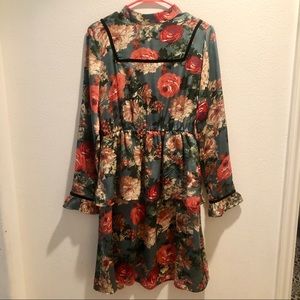 ASOS Floral Ruffle Longsleeve Dress